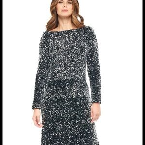 Rene Ruiz-Sparkling Black Sequin Long Sleeve Dress- Size 16- fits like a 14